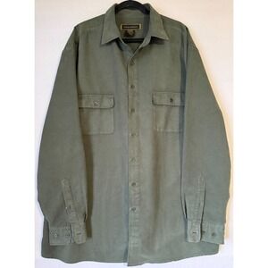 George Foreman Shirt Men 2XL Tall  Green  Faux Suede Long Sleeve Button Down